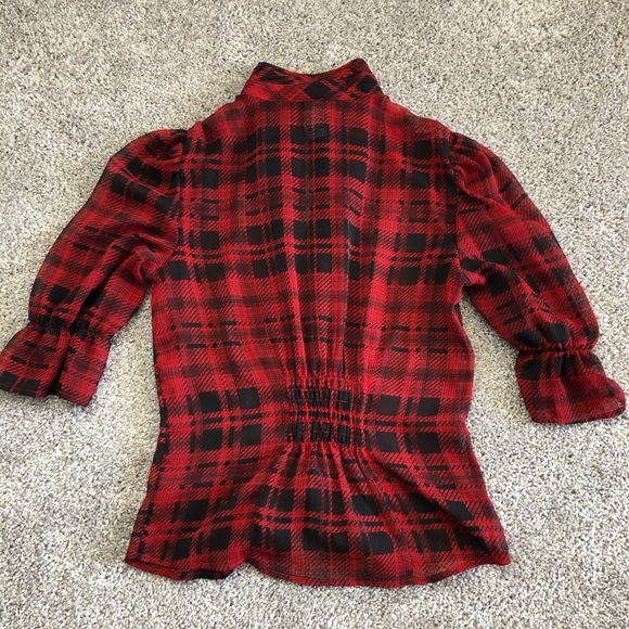 Plaid red and black blouse - Picture 2 of 2